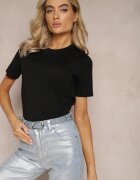 glo-story Tricou negru cu Mânecă Scurtă din Bumbac Neted Jaellora