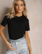 glo-story Tricou negru cu Mânecă Scurtă din Bumbac Neted Jaellora