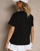 glo-story Tricou Negru de bumbac cu aplicație cu paiete în formă de fundiță Tenuria