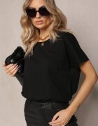 glo-story Tricou Negru de bumbac cu mânecă scurtă Kyndell