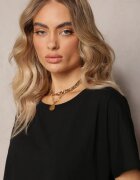 glo-story Tricou Negru de bumbac cu mânecă scurtă Kyndell