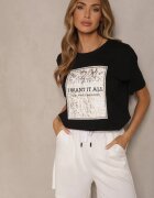 glo-story Tricou Negru din Bumbac cu Imprimeu Tellanis