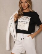 glo-story Tricou Negru din Bumbac cu Imprimeu Tellanis