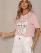 glo-story Tricou Roz din bumbac cu imprimeu Tellanis