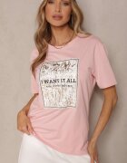 glo-story Tricou Roz din bumbac cu imprimeu Tellanis