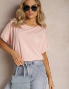 glo-story Tricou Roz Oversize cu croială prelungită Echinopa