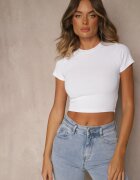 glo-story Tricou Scurt Alb din Țesătură Reiată Teloma
