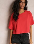 glo-story Tricou scurt Roșu Oversize cu Mânecă Scurtă Tiloyea