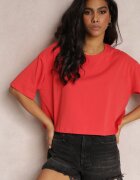 glo-story Tricou scurt Roșu Oversize cu Mânecă Scurtă Tiloyea