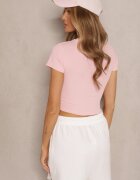 glo-story Tricou scurt roz deschis din țesătură reiată Teloma