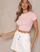 glo-story Tricou scurt roz deschis din țesătură reiată Teloma