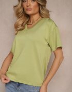 glo-story Tricou Verde cu Decolteu în V Fonellea