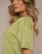 glo-story Tricou Verde cu Decolteu în V Fonellea
