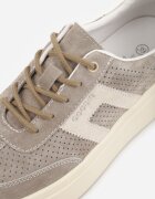 goodin Adidași bej închis din piele întoarsă naturală pe platformă cu inscripție și perforații Zitara