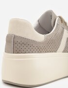 goodin Adidași bej închis din piele întoarsă naturală pe platformă cu inscripție și perforații Zitara