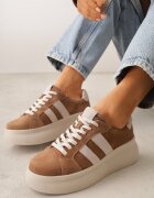 goodin Adidași Maro din Piele Întoarsă Chunky cu Platformă Teslara
