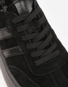 goodin Adidași Negri din Piele întoarsă Naturală pe Platformă cu Branț din Piele Rionelle
