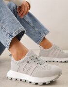 goodin Adidași Verde deschis cu platformă din piele întoarsă naturală cu perforații Zitrina