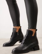 goodin Botine din piele naturală cu toc plat decorate cu aplicație și decupaje Gilith Negre