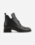 goodin Botine din piele naturală cu toc plat decorate cu aplicație și decupaje Gilith Negre