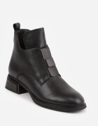 goodin Botine din piele naturală cu toc plat decorate cu aplicație și decupaje Gilith Negre