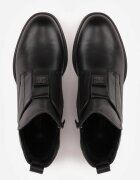goodin Botine din piele naturală cu toc plat decorate cu aplicație și decupaje Gilith Negre
