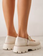 goodin Pantofi din Piele Bej Mary Jane stil Chunky Decorați cu împletitură Morxina