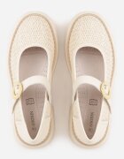 goodin Pantofi din Piele Bej Mary Jane stil Chunky Decorați cu împletitură Morxina
