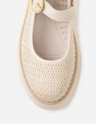 goodin Pantofi din Piele Bej Mary Jane stil Chunky Decorați cu împletitură Morxina