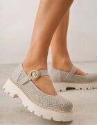 goodin Pantofi verzi din piele Mary Jane stil Chunky cu împletituri Morxina