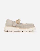 goodin Pantofi verzi din piele Mary Jane stil Chunky cu împletituri Morxina