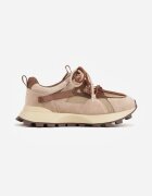goodin Sneakers chunky din piele întoarsă cu tip cravată dublu și perforații Kildei Bej