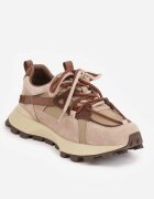 goodin Sneakers chunky din piele întoarsă cu tip cravată dublu și perforații Kildei Bej