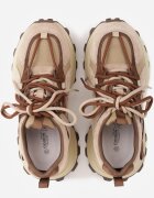 goodin Sneakers chunky din piele întoarsă cu tip cravată dublu și perforații Kildei Bej