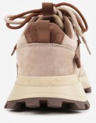goodin Sneakers chunky din piele întoarsă cu tip cravată dublu și perforații Kildei Bej