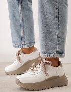 goodin Sneakers din piele cu două perechi de șireturi pe platformă Crocefissa Albi