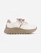 goodin Sneakers din piele cu două perechi de șireturi pe platformă Crocefissa Albi