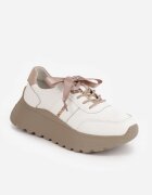 goodin Sneakers din piele cu două perechi de șireturi pe platformă Crocefissa Albi