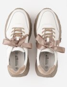 goodin Sneakers din piele cu două perechi de șireturi pe platformă Crocefissa Albi