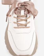 goodin Sneakers din piele cu două perechi de șireturi pe platformă Crocefissa Albi