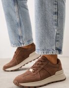 goodin Sneakers din piele întoarsă naturală pe platformă cu talpă profilată Eplia Maro închis