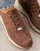 goodin Sneakers din piele întoarsă naturală pe platformă cu talpă profilată Eplia Maro închis