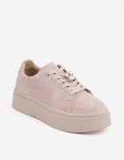 goodin Sneakers din piele întoarsă pe platformă cu aplicație cu zirconii Sulis Bej Bej Bej închis