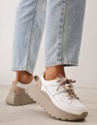 goodin Sneakers din piele naturală decorați cu închidere metalică și fundă din panglică Citlala Albi