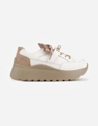 goodin Sneakers din piele naturală decorați cu închidere metalică și fundă din panglică Citlala Albi