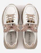 goodin Sneakers din piele naturală decorați cu închidere metalică și fundă din panglică Citlala Albi