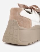 goodin Sneakers din piele naturală decorați cu închidere metalică și fundă din panglică Citlala Albi
