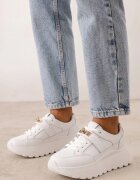 goodin Sneakers din piele naturală pe platformă cu închidere metalică Jeannine Albi