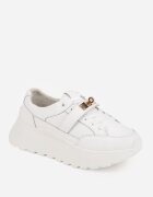 goodin Sneakers din piele naturală pe platformă cu închidere metalică Jeannine Albi