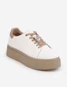 goodin Sneakers minimaliste din piele pe platformă cu aplicație cu strasuri Gorisa Alb cu bej